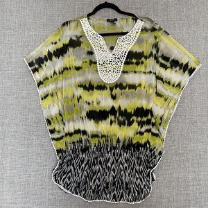 Alfani Tunic Womens Medium Blouse Cover Up Nylon Sheer